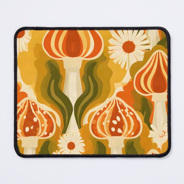Item preview, Groovy ’Shrooms: Retro Mushroom & Daisy Pattern designed and sold by Hashola Designs.