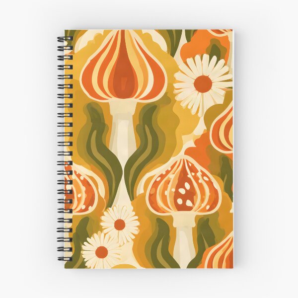 Item preview, Groovy ’Shrooms: Retro Mushroom & Daisy Pattern designed and sold by Hashola Designs.