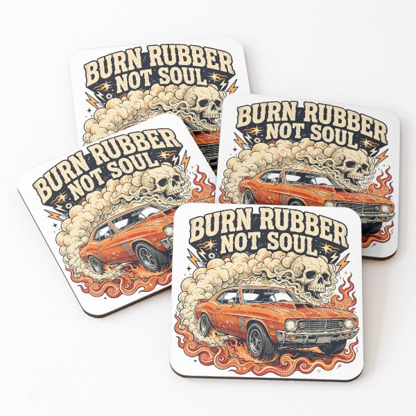Item preview, Burn Rubber Not Soul - Crazy Muscle Car Burnout Skull Shirt designed and sold by VintageteeCo.