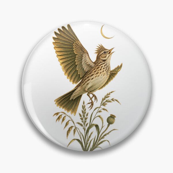 Artikelvorschau, Feldlerche | Kunst über einen britischen Singvogel auf einer mondbeschienenen Wiese | Gedichtgeschenk für Vogelbeobachter entworfen und verkauft von Brackenlume Studio.