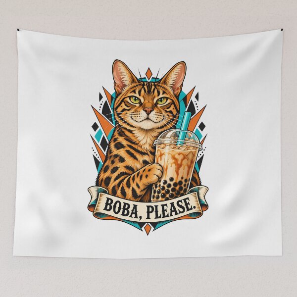 Item preview, Bengal Cat Boba Tea designed and sold by Old's Cool Cat Studio.