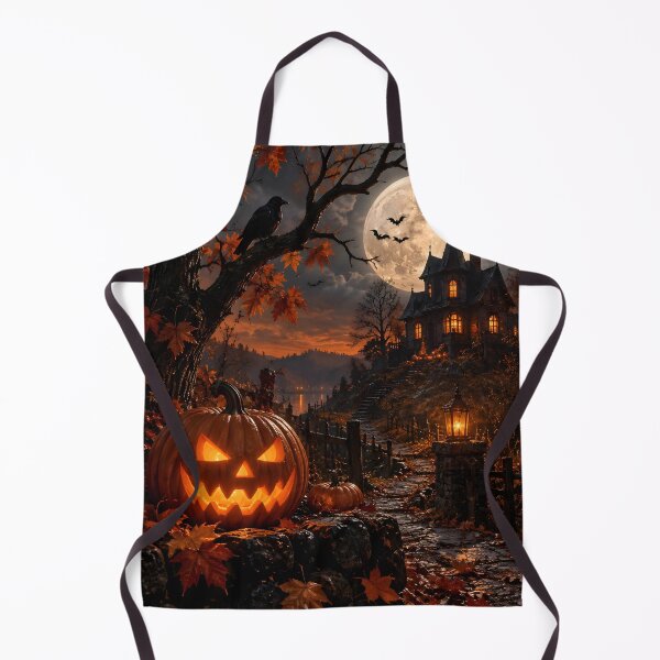 Item preview, Spooky Halloween Night - Glowing Jack O Lantern Haunted Mansion Art designed and sold by GrinGalore.