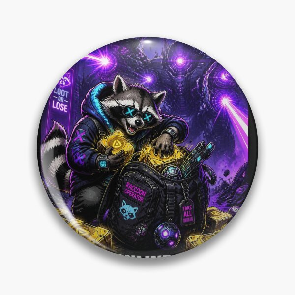 Item preview, Cyberpunk Loot Goblin Raccoon Funny Gaming Poster designed and sold by LazyDayzCo.