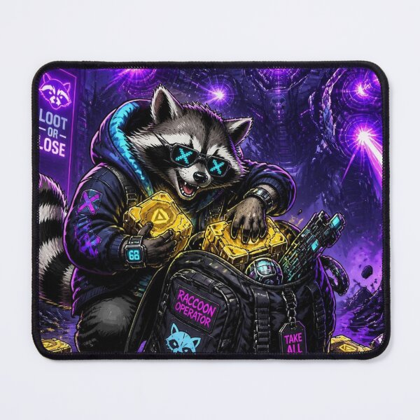 Item preview, Cyberpunk Loot Goblin Raccoon Funny Gaming Poster designed and sold by LazyDayzCo.