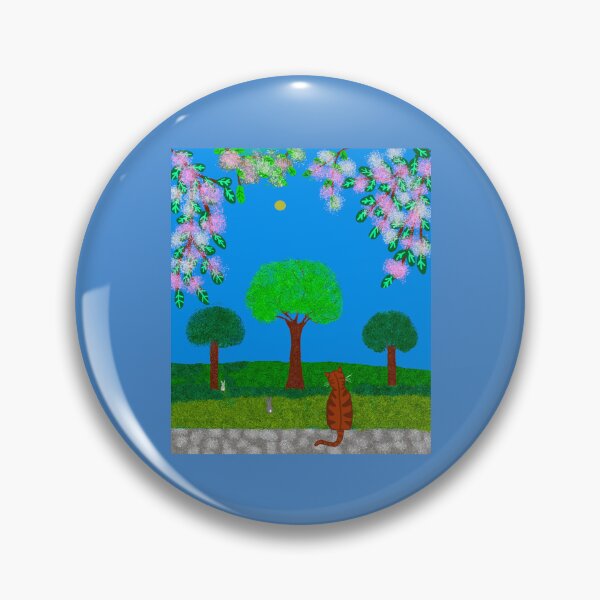 Item preview, Cat Watching rabbits in a Blooming Garden designed and sold by Elaine M Hayward .