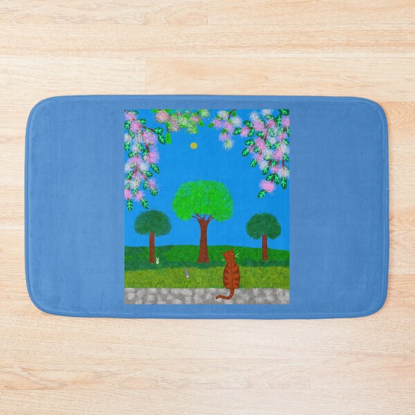 Item preview, Cat Watching rabbits in a Blooming Garden designed and sold by Elaine M Hayward .