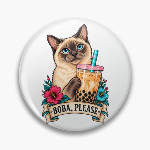Item preview, Siamese Cat Boba Tea Hibiscus designed and sold by Old's Cool Cat Studio.