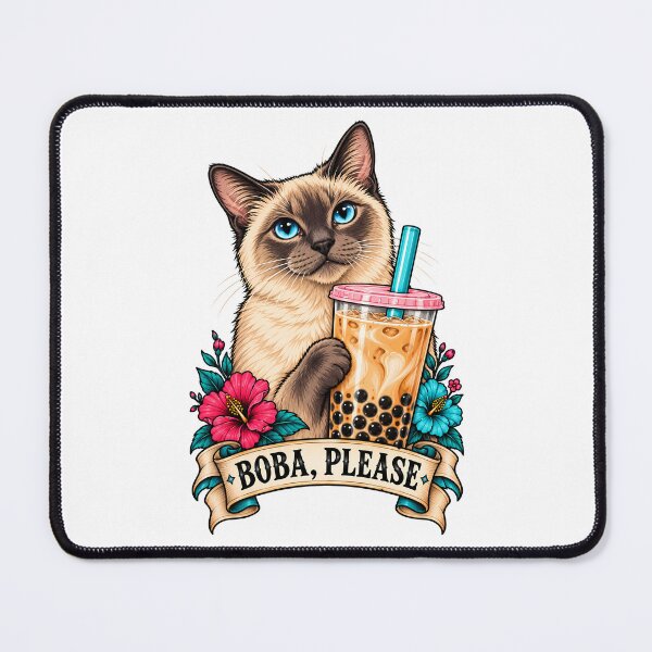 Item preview, Siamese Cat Boba Tea Hibiscus designed and sold by Old's Cool Cat Studio.