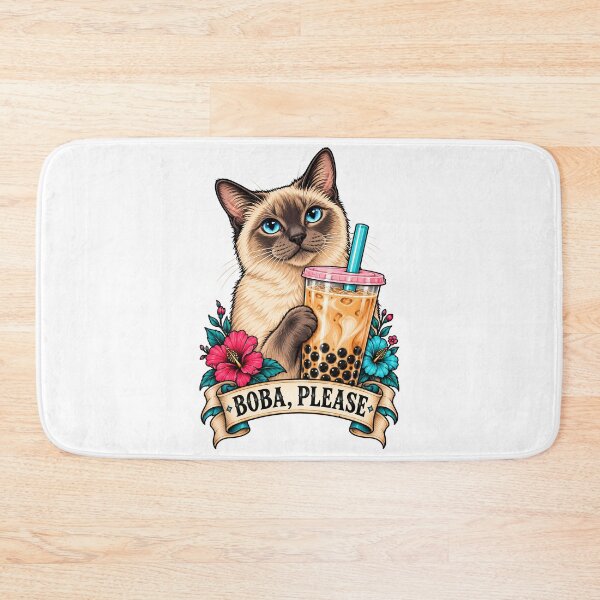 Item preview, Siamese Cat Boba Tea Hibiscus designed and sold by Old's Cool Cat Studio.