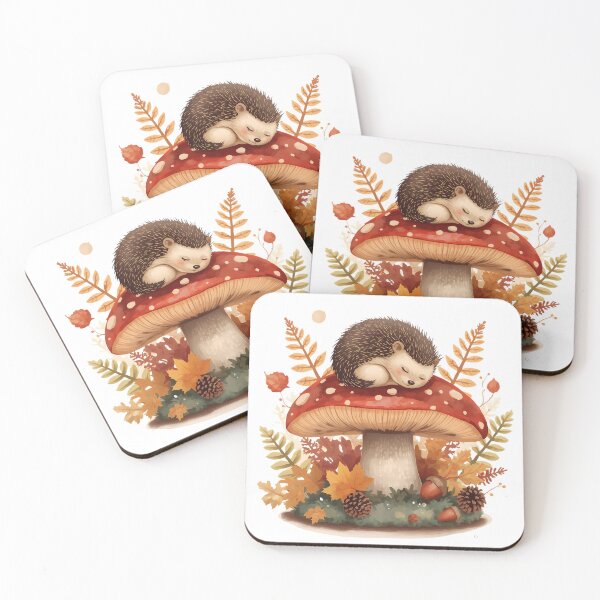 Item preview, Sleeping Hedgehog on Amanita Mushroom | Dark Cottagecore Autumn Sticker designed and sold by Youram.