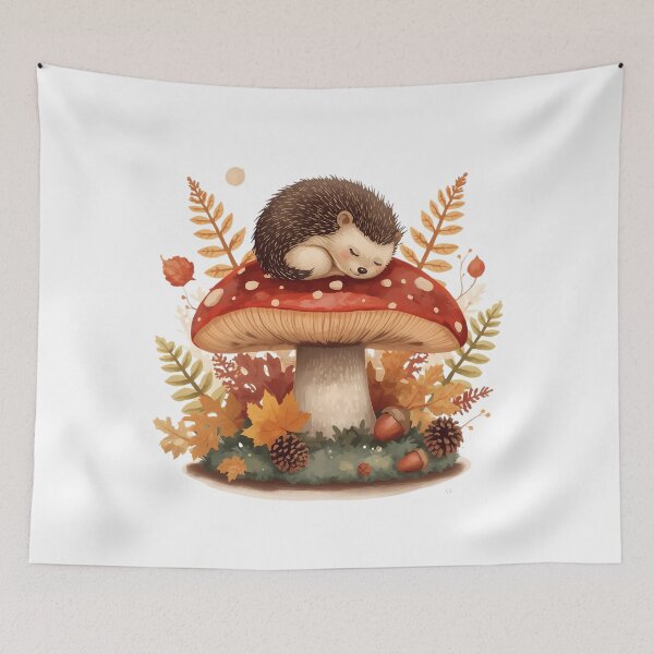Item preview, Sleeping Hedgehog on Amanita Mushroom | Dark Cottagecore Autumn Sticker designed and sold by Youram.