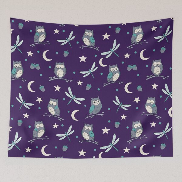 Item preview, Cute Night Owl Dragonfly Seamless Pattern Nursery Graphic    designed and sold by DiNata.