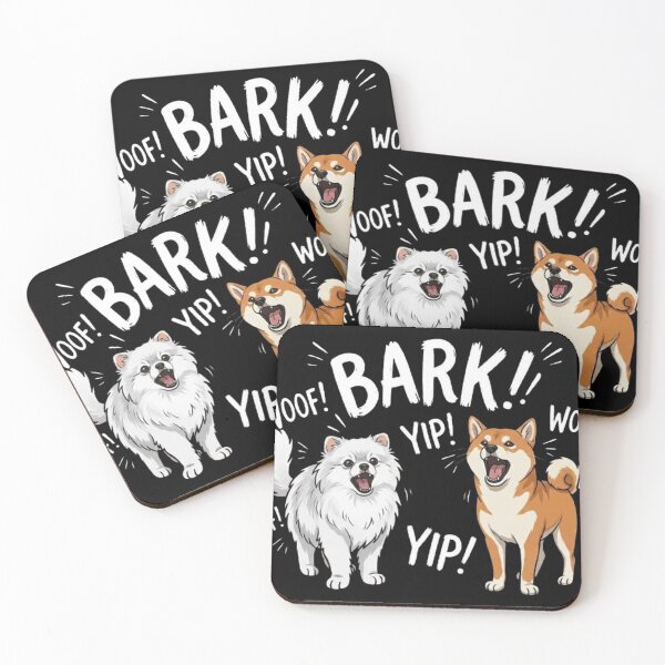 Item preview, Funny Barking Dogs - Loud Shiba Inu & White Pomeranian  designed and sold by PetalsPaws.
