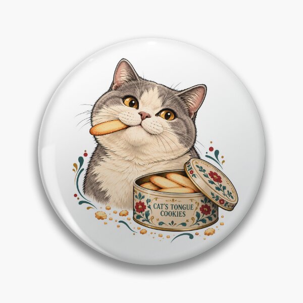 Artikelvorschau, Katzenzungenkekse, Vintage-Keksdose entworfen und verkauft von Old's Cool Cat Studio.
