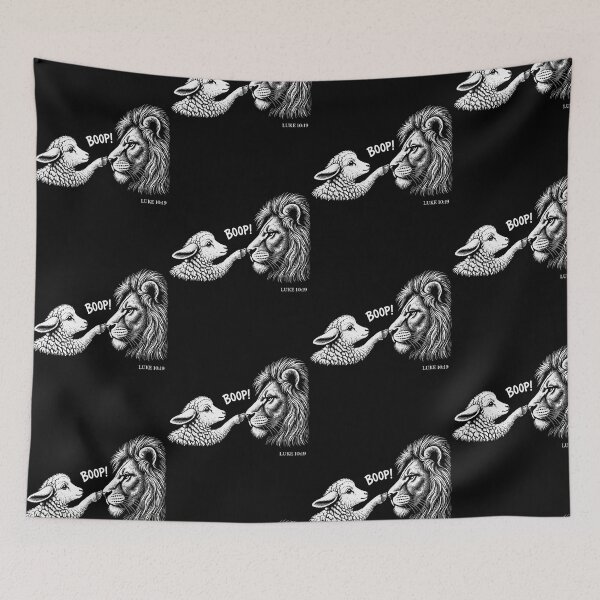 Item preview, Boop Lion and Lamb Luke 10:19 Christian Humor designed and sold by OddPopARt.