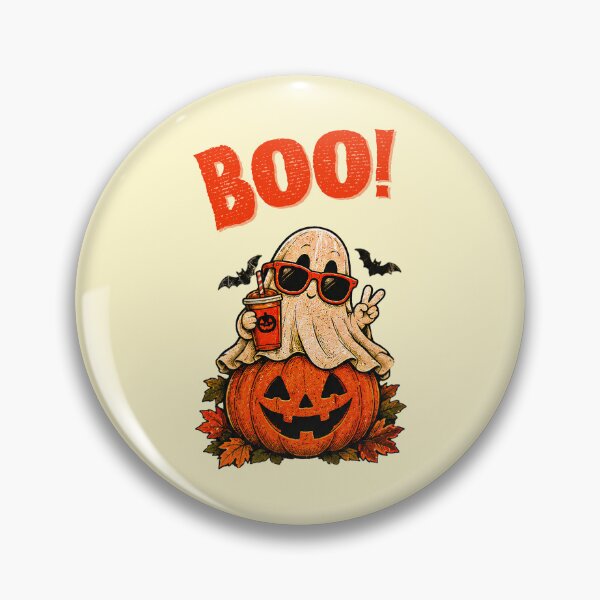 Item preview, Cute Ghost Boo Pumpkin Retro Halloween Vintage Graphic designed and sold by Thegoldenline.