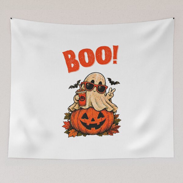 Item preview, Cute Ghost Boo Pumpkin Retro Halloween Vintage Graphic designed and sold by Thegoldenline.
