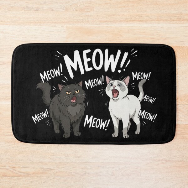 Item preview, Loud Meowing Cats - Fluffy Black Cat & White Cat Illustration designed and sold by PetalsPaws.