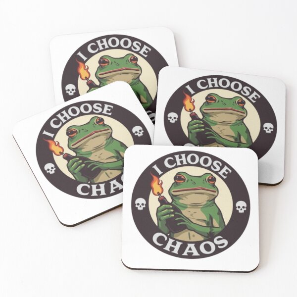 Item preview, I Choose Chaos Funny Frog Molotov Cocktail Badge Art designed and sold by AtomaïLuna.