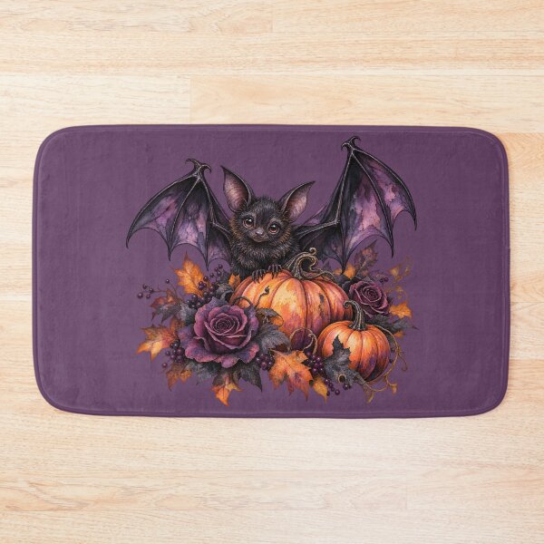 Item preview, Gothic Halloween Bat with Pumpkins and Purple Roses designed and sold by blankTeeShirt.