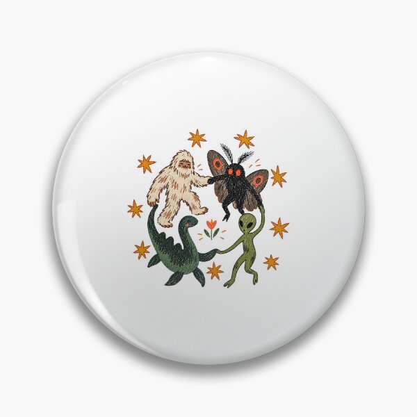 Item preview, Vintage Dancing Cryptids Bigfoot Mothman Alien Dinosaur Circle designed and sold by cerima.
