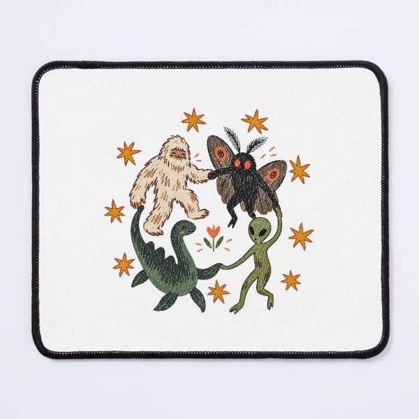 Item preview, Vintage Dancing Cryptids Bigfoot Mothman Alien Dinosaur Circle designed and sold by cerima.