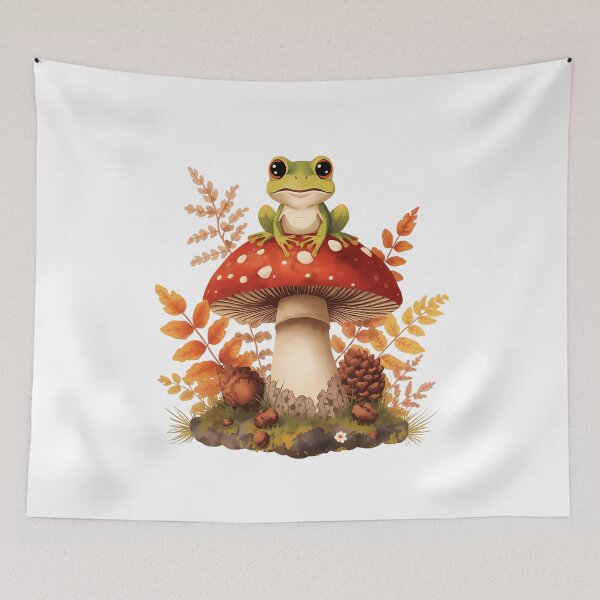Item preview, Cute Frog on Amanita Mushroom | Dark Cottagecore Vintage Sticker designed and sold by Youram.