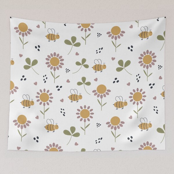 Item preview, Cute Honeybee Daisy Flower Clover Seamless Pattern Graphic designed and sold by DiNata.