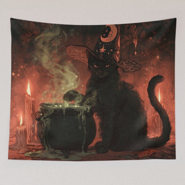 Item preview, Whimsigoth Black Cat Witch Poison Potion Moon Art designed and sold by GrinGalore.