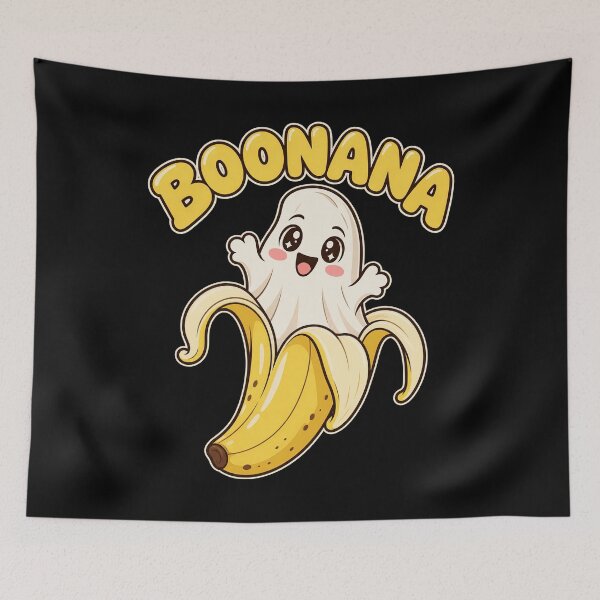 Item preview, Boonana Kawaii Smiling Banana Ghost Sweet Autumn Food artwork designed and sold by adiencarteras.