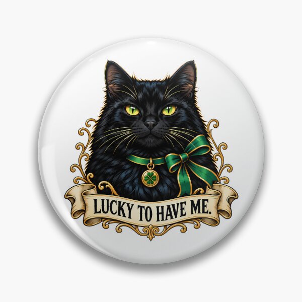 Item preview, Black Cat Four Leaf Clover designed and sold by Old's Cool Cat Studio.