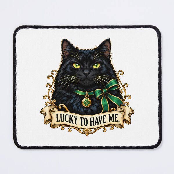 Item preview, Black Cat Four Leaf Clover designed and sold by Old's Cool Cat Studio.