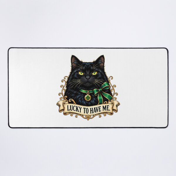 Item preview, Black Cat Four Leaf Clover designed and sold by Old's Cool Cat Studio.