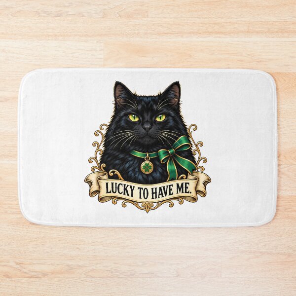 Item preview, Black Cat Four Leaf Clover designed and sold by Old's Cool Cat Studio.