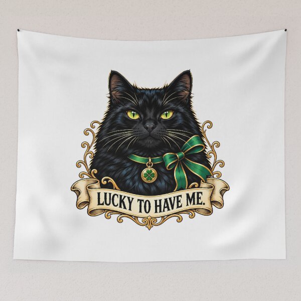 Item preview, Black Cat Four Leaf Clover designed and sold by Old's Cool Cat Studio.