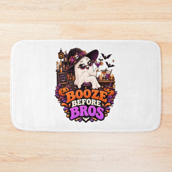 Item preview, Booze Before Bros Halloween Ghost Shirt | Funny Spooky Cocktail Witch Design designed and sold by Pixanova.