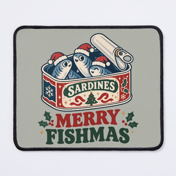 Item preview, Merry Fishmas Christmas Sardines – Funny Vintage Sardine Tin Holiday Design designed and sold by Skryp-art.