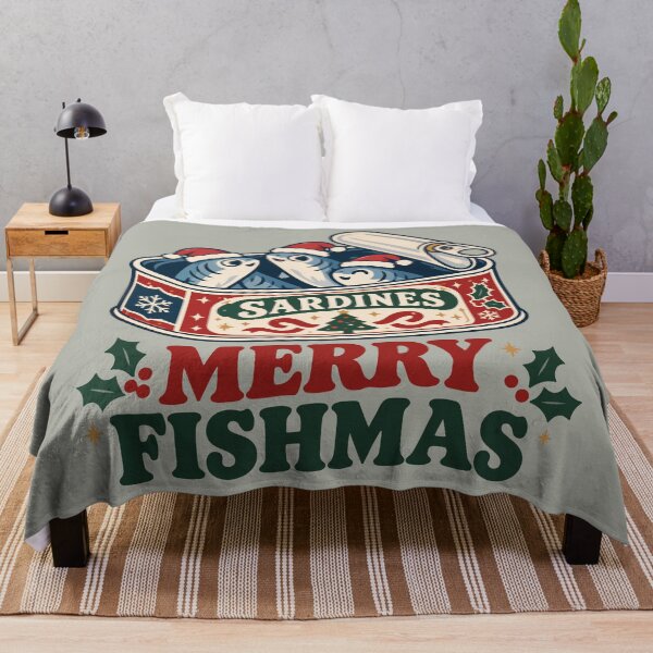 Item preview, Merry Fishmas Christmas Sardines – Funny Vintage Sardine Tin Holiday Design designed and sold by Skryp-art.