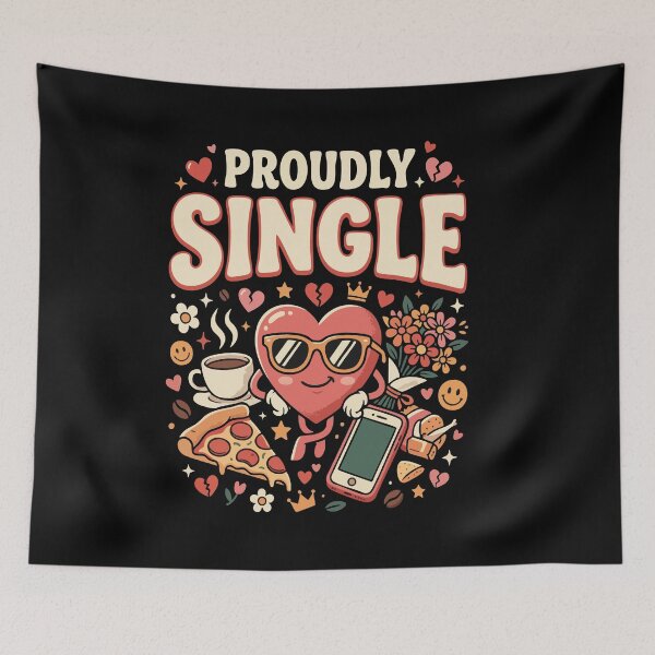 Item preview, Funny Single Life ”Proudly Single” Dating Humor Gift for Singles designed and sold by AmeliaShirts.