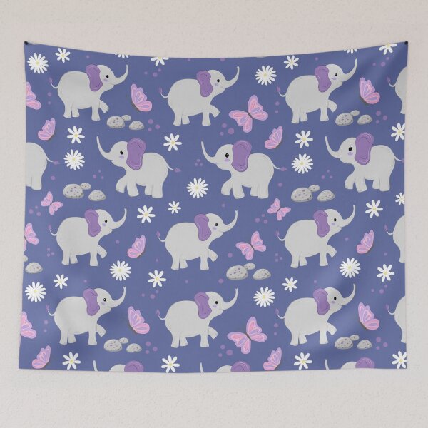 Item preview, Cute Baby Elephant Butterfly Floral Seamless Pattern Graphic    designed and sold by DiNata.
