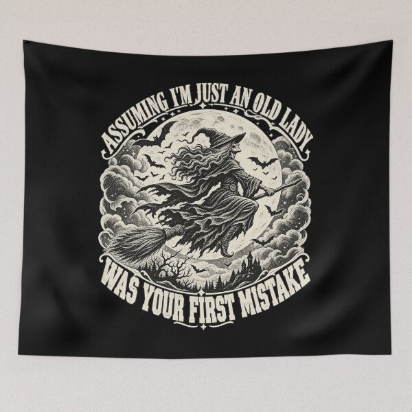 Item preview, Assuming Im An Old Lady Witch Flying Broomstick Artwork designed and sold by adiencarteras.