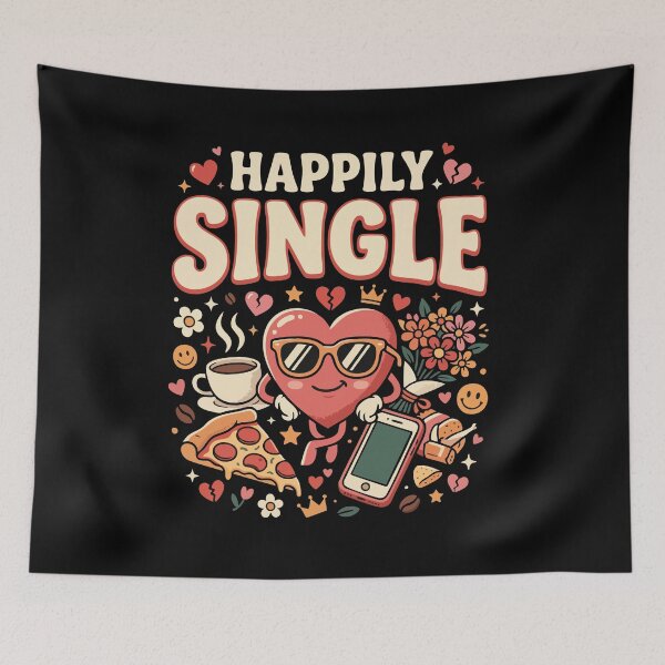 Item preview, Funny Single Life ”Happily Single” Dating Humor Gift for Singles designed and sold by AmeliaShirts.