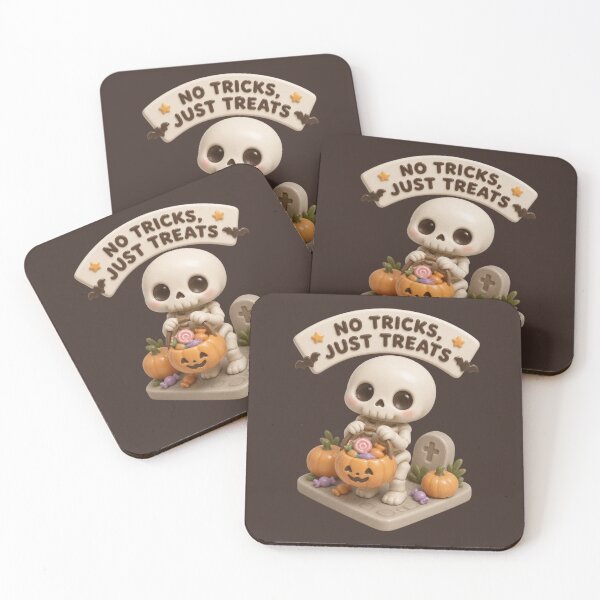 Item preview, No Tricks Just Treats Cute Skeleton Halloween Candy Pumpkin Spooky Design designed and sold by ManggaeJM.