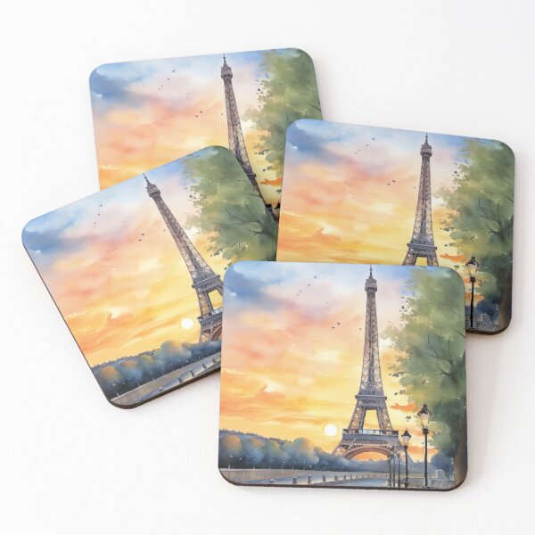 Item preview, Eiffel Tower Paris Sunset Watercolor Travel Poster designed and sold by Anuchartl.