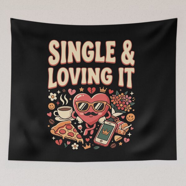Item preview, Funny Single Life ”Single & Loving It” Dating Humor Gift for Singles designed and sold by AmeliaShirts.