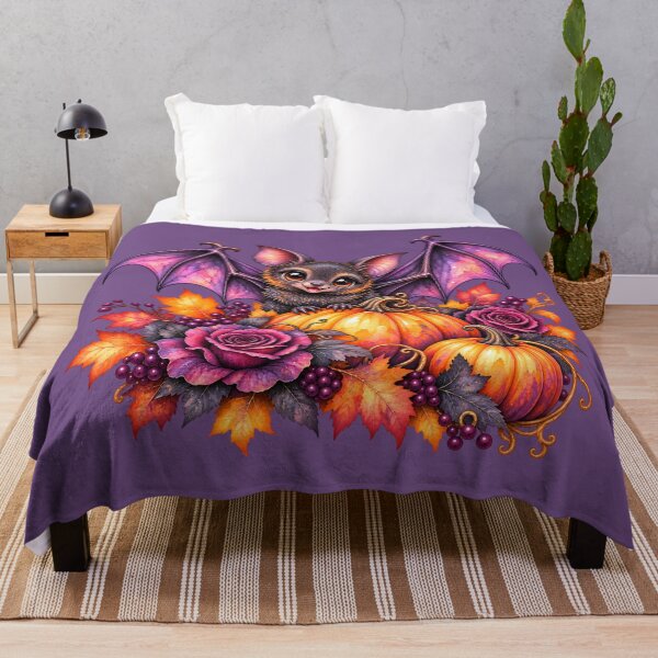 Item preview, Cute Autumn Bat with Pumpkins and Gothic Roses designed and sold by blankTeeShirt.