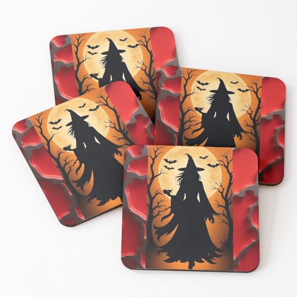 Item preview, Witch Silhouette Under Full Moon with Bats designed and sold by DKSH1234.