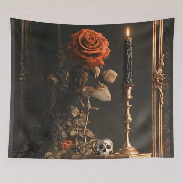 Item preview, Dark Gothic Red Roses and Candlelight Vintage Art designed and sold by GrinGalore.