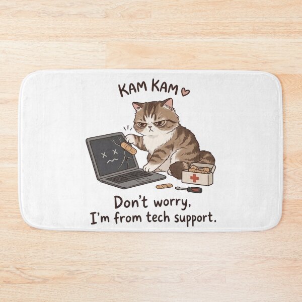 Artikelvorschau, Technik-Support-Katze – Lustige Reparatur eines kaputten Laptops mit einer süßen, flauschigen Katze entworfen und verkauft von PetalsPaws.