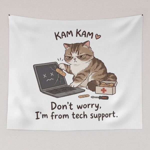 Item preview, Tech Support Cat - Funny Broken Laptop Repair Cute Fluffy Cat designed and sold by PetalsPaws.